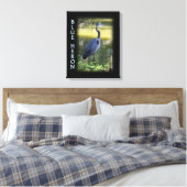 Blauwe foto van Heron Wall Art Canvas Afdruk (Insitu (Slaapkamer))