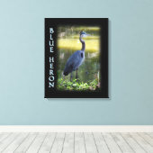 Blauwe foto van Heron Wall Art Canvas Afdruk (Insitu (Houten vloer))