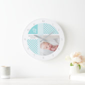 Blauwe foto van Memento Gingham voetafdrukken Grote Klok (Huis)