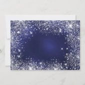Blauwe foto zilveren sparkle kerstkaart (Achterkant)