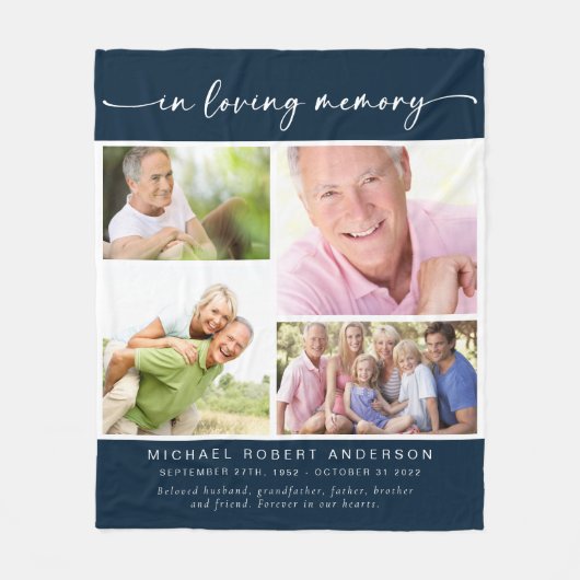 Blauwe foto's Liefdevolle Geheugenherinnering Keep Fleece Deken (Voorkant)