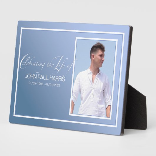 Blauwe fototafel-herdenking fotoplaat (Zijkant)