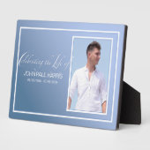 Blauwe fototafel-herdenkingsplaque fotoplaat (Zijkant)