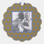 Blauwe Fractal Sterren op Gouden Kleur | Voorouder Ornament Kaart (Achterkant)