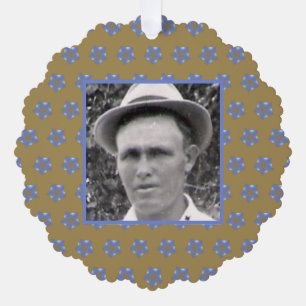 Blauwe Fractal Sterren op Gouden Kleur   Voorouder Ornament Kaart