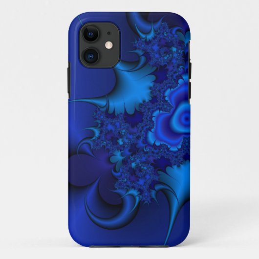 blauwe fractale iphone hoesje (Achterkant)