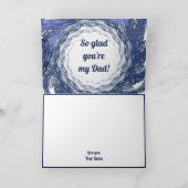 Blauwe Fractale Kunst Cirkel Frame Gelukkige Vader Kaart (Binnen)