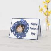 Blauwe Fractale Kunst Cirkel Frame Gelukkige Vader Kaart (Gele Bloem)