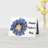 Blauwe Fractale Kunst Cirkel Frame Zalige Vaderdag Kaart (Gele Bloem)