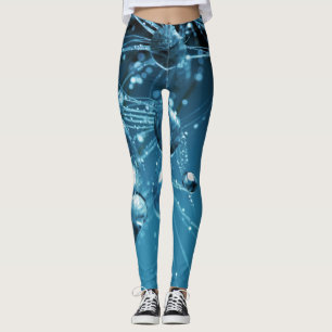 Blauwe fractale reflecterende waterdruppelLeggings Leggings