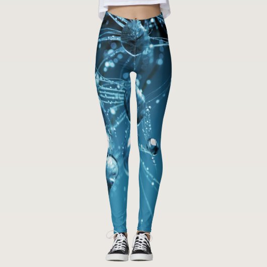 Blauwe fractale reflecterende waterdruppelLeggings Leggings (Voorkant)
