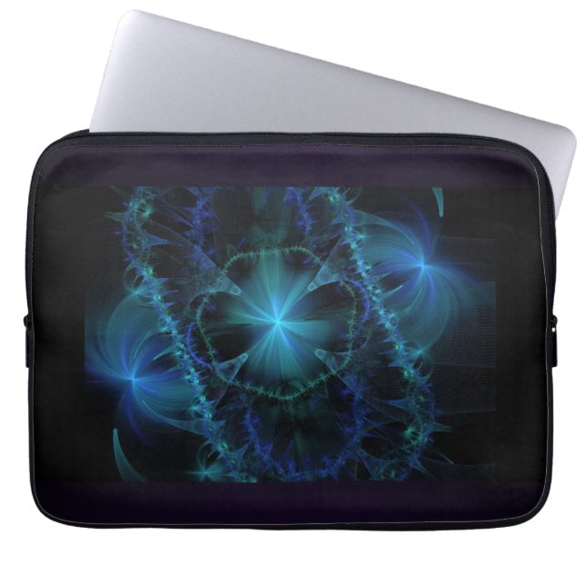 Blauwe Fractale Ruimte Laptop Sleeve (Voorkant)