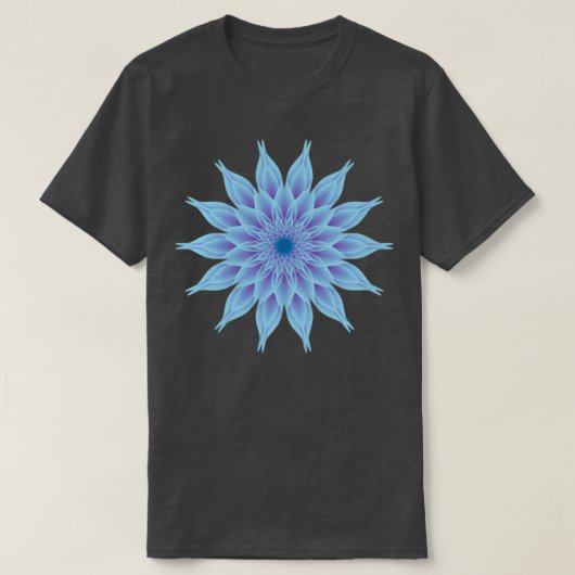 Blauwe fractale ventilator t-shirt (Design voorkant)