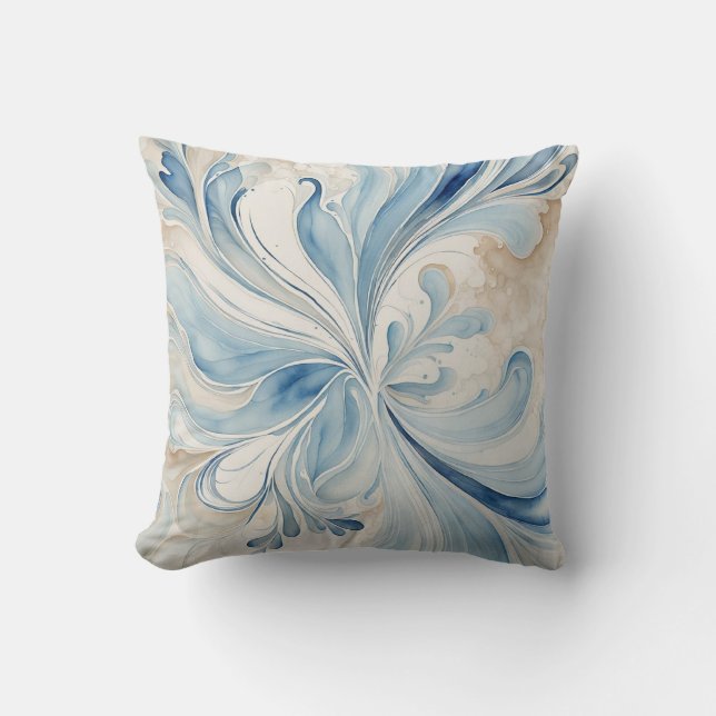 Blauwe fractals kussen (Voorkant)
