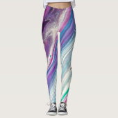 Blauwe framboos abstracte leggings (Voorkant)