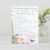 Blauwe Framboos Wildbloem Bloom Bird Bruiloft Kaart (Staand voorkant)