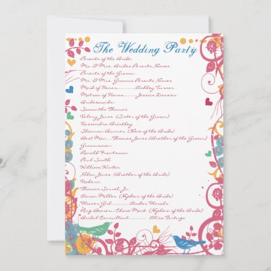 Blauwe Framboos Wildbloem Bloom Bird Bruiloft Kaart (Achterkant)