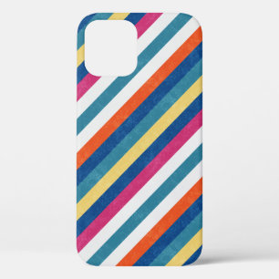 Blauwe frambozen Oranje geel witte strepen patroon Case-Mate iPhone Case