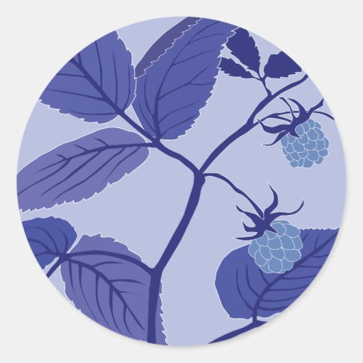 blauwe frambozen ronde sticker (Voorkant)