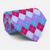 Blauwe Frambozenlavendel Magenta Argyle Preppy Stropdas (Opgerold)