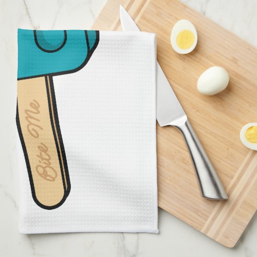 Blauwe frambozenpopulier: Bite me keukenhanddoek (Quarter Fold)