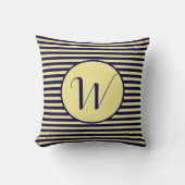Blauwe Frame Monogram Strepen Kussen (Voorkant)