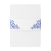 Blauwe Franse bloemen bruiloft Uitnodigingen Wikkel (Achterkant Voorbeeld)