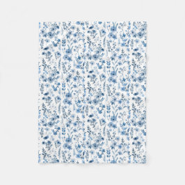 Blauwe Franse bloemen Fleece Deken