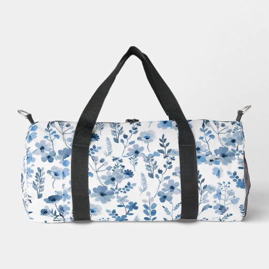 Blauwe Franse bloemen Plunjezak (Voorkant)