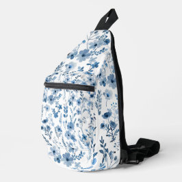 Blauwe Franse bloemen Sling Bag