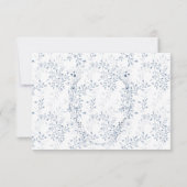 Blauwe Franse Bloemmaaltijd Keuzekaart RSVP (Achterkant)