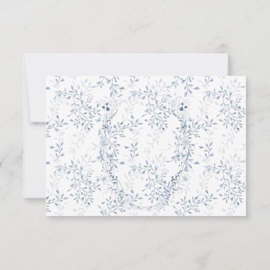 Blauwe Franse Bloemmaaltijd Keuzekaart RSVP (Achterkant)