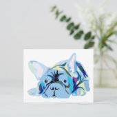 Blauwe Franse Bulldog Briefkaart (Staand voorkant)