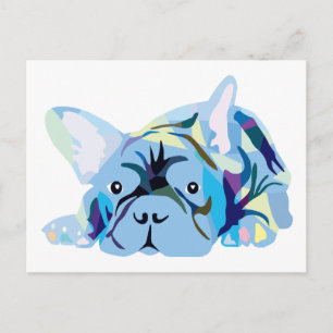 Blauwe Franse Bulldog Briefkaart
