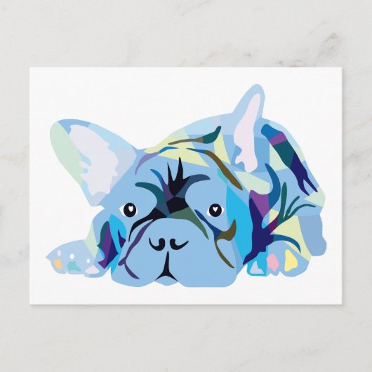 Blauwe Franse Bulldog Briefkaart (Voorkant)
