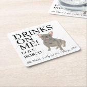 Blauwe Franse Bulldog bruiloft Kartonnen Onderzetters (Schuin)