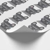 Blauwe Franse Bulldog / Frenchie Cartoon Dog Patte Cadeaupapier (Hoek)