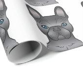 Blauwe Franse Bulldog / Frenchie Cartoon Dog Patte Cadeaupapier (Rol Hoek)