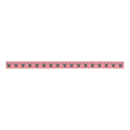 Blauwe Franse Bulldog Grosgrain Ribbon Grosgrain Lint (Voorkant)
