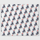 Blauwe Franse Bulldog Santa Hat Cadeaupapier (Vlak)