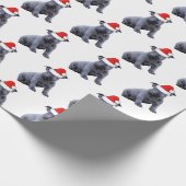 Blauwe Franse Bulldog Santa Hat Cadeaupapier (Hoek)