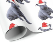 Blauwe Franse Bulldog Santa Hat Cadeaupapier (Rol Hoek)