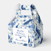  Blauwe Franse Chinoiserie Peacock bruiloft Bedankdoosjes (Achterkant)