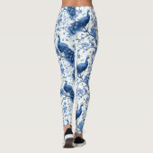  Blauwe Franse Chinoiserie Waterverf Pauw Leggings (Achterkant)