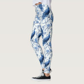  Blauwe Franse Chinoiserie Waterverf Pauw Leggings (Links)