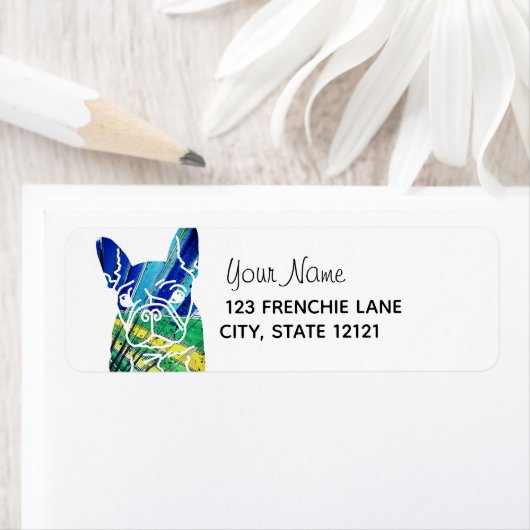 Blauwe franse hond etiket (Insitu)