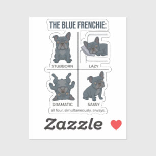 Blauwe Franse Karakter Grappige Franse Bulldog Hon Sticker
