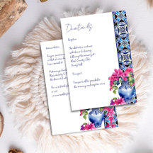 Blauwe Franse Tegels Bougainvillea bruiloft detail