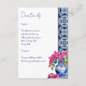 Blauwe Franse Tegels Bougainvillea bruiloft detail Informatiekaartje (Voorkant)