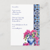 Blauwe Franse Tegels Bougainvillea bruiloft detail Informatiekaartje (Achterkant)